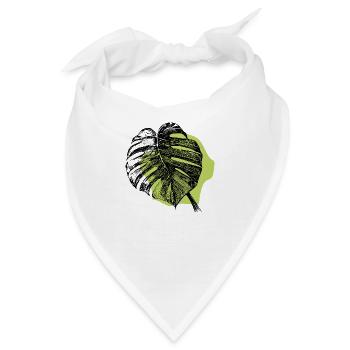 Monstera Blatt und Grün - Bandana - Weiß - Vorne