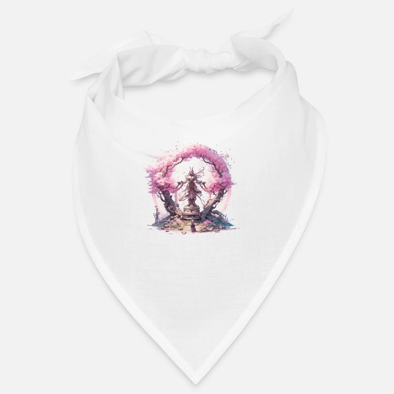 Statue under a cherry blossom tree Bandana