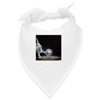 cat playing with earth in space - Bandana - Weiß - Vorne