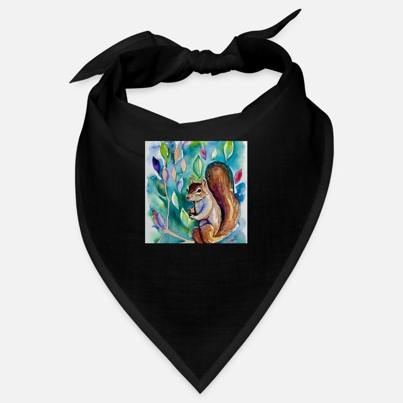 Squirrel between beautiful flower, water colour st Bandana
