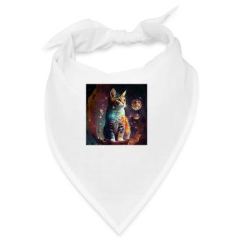 Psychedelische Katze - Bandana - Weiß - Vorne