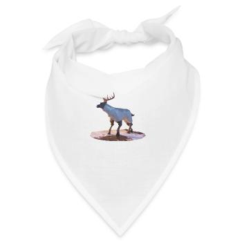 Low Poly Rentiere - Bandana - Weiß - Vorne