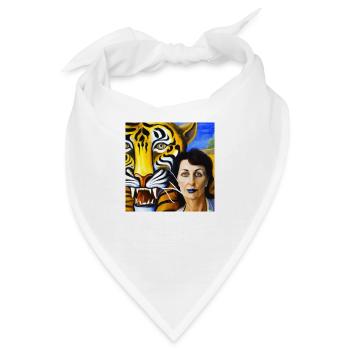 Tiger and woman drawn like Salvadore - Bandana - Weiß - Vorne
