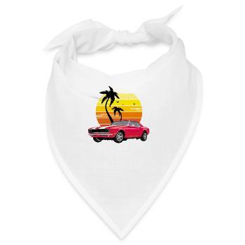 Klassisches rotes Retro-Auto - Bandana - Weiß - Vorne