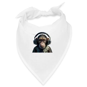 Maki der Musikliebhaber Affe - Bandana - Weiß - Vorne