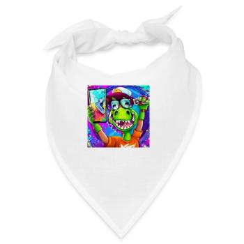 Cooler Dinosaurier macht Selfie V6 Geschenk - Bandana - Weiß - Vorne