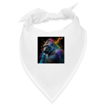 Farbiger Gorilla, einzigartiges Design - Bandana - Weiß - Vorne
