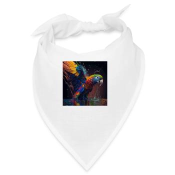 Farbiger Papagei, einzigartiges Design - Bandana - Weiß - Vorne