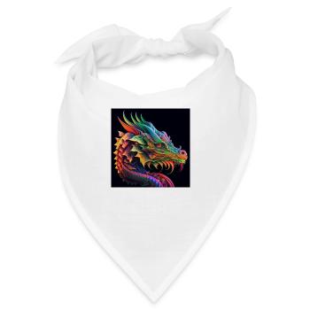 Farbiger Drache, einzigartiges Design - Bandana - Weiß - Vorne