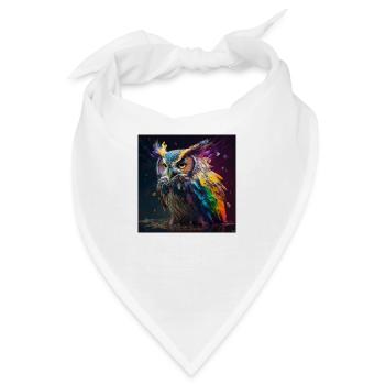 Farbige Eule, einzigartiges Design - Bandana - Weiß - Vorne