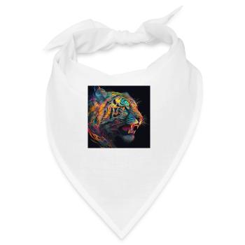 Farbiger Tiger, einzigartiges Design - Bandana - Weiß - Vorne