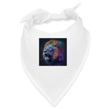 Farbiger Löwe, einzigartiges Design - Bandana - Weiß - Vorne