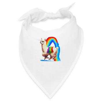 Regenbogen Alpaka - Bandana - Weiß - Vorne