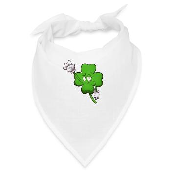 Vierblättriger Kleeblattcharakter winkt - Bandana - Weiß - Vorne