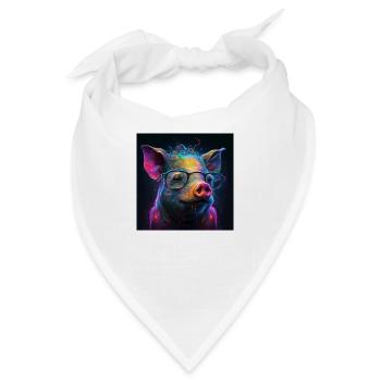 Farbiges Schwein mit Brille, einzigartiges Design - Bandana - Weiß - Vorne