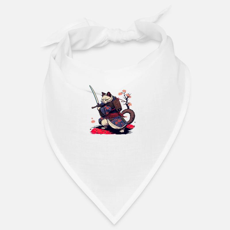 chat samouraï - Bandana - blanc