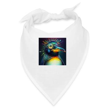 Farbiger Pinguin mit Brille, einzigartiges Design - Bandana - Weiß - Vorne