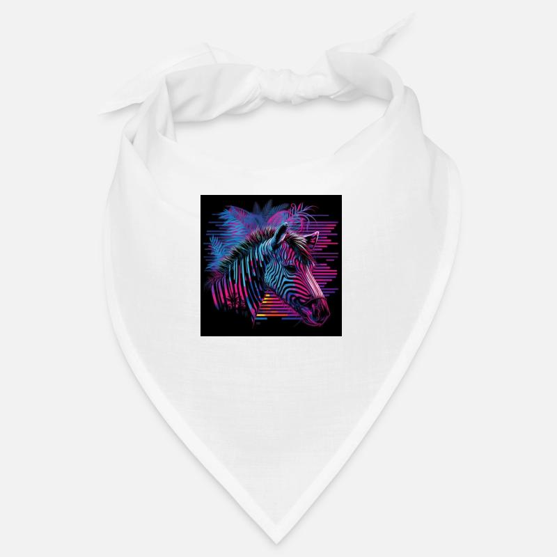 Zèbre aux couleurs néon, synthwave / 80s Bandana
