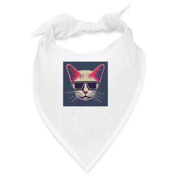 Coole Katze mit Sonnenbrille - Bandana - Weiß - Vorne