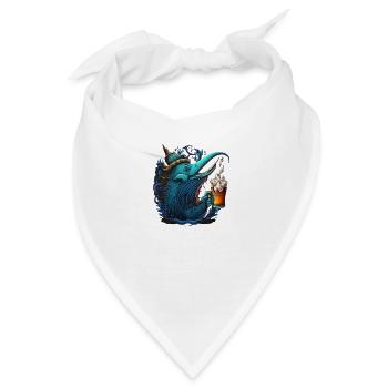 Fisch Ungeheuer Tiefsee Monster mit Bier - Bandana - Weiß - Vorne