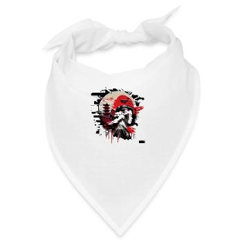 Surreales japanische Street Art Design - Kriegerin - Bandana - Weiß - Vorne