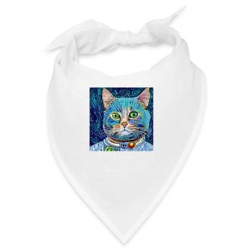 Astronaut Cat Van Gogh - Bandana - Weiß - Vorne
