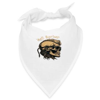 Hell Barber Skull Totenkopf - Bandana - Weiß - Vorne