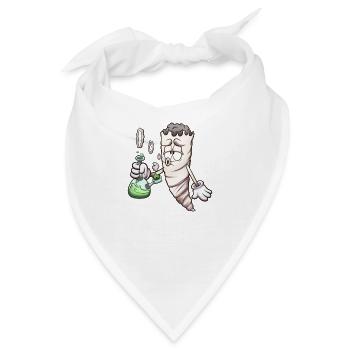 Lustiger Cartoon-Joint mit Bong - Bandana - Weiß - Vorne