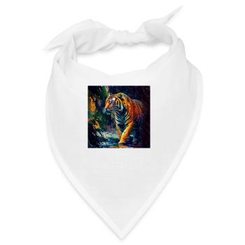 Bengalischer Tiger auf der Jagd - Bandana - Weiß - Vorne