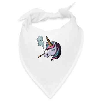 Einhorn raucht Zigarette - Bandana - Weiß - Vorne