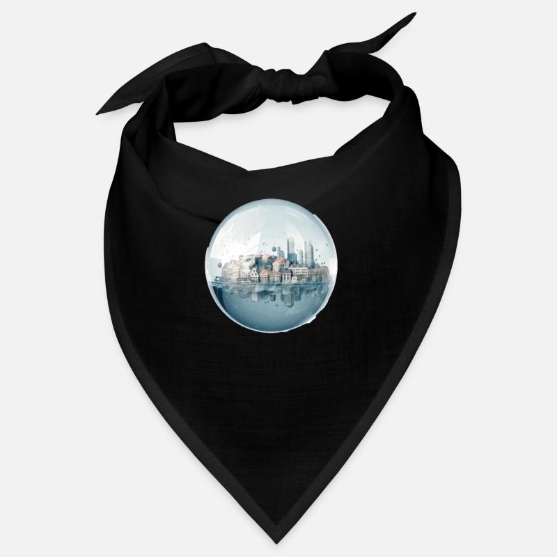 Stadt im Meer - Häuser in einer Glaskugel Bandana