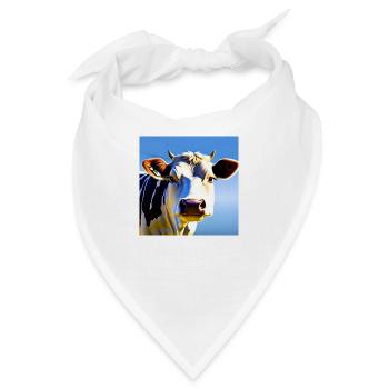 Kuh mit Hörnern - Bandana - Weiß - Vorne