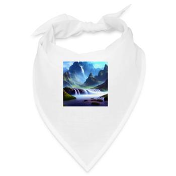 Wasserfall und Berge_01 - Bandana - Weiß - Vorne