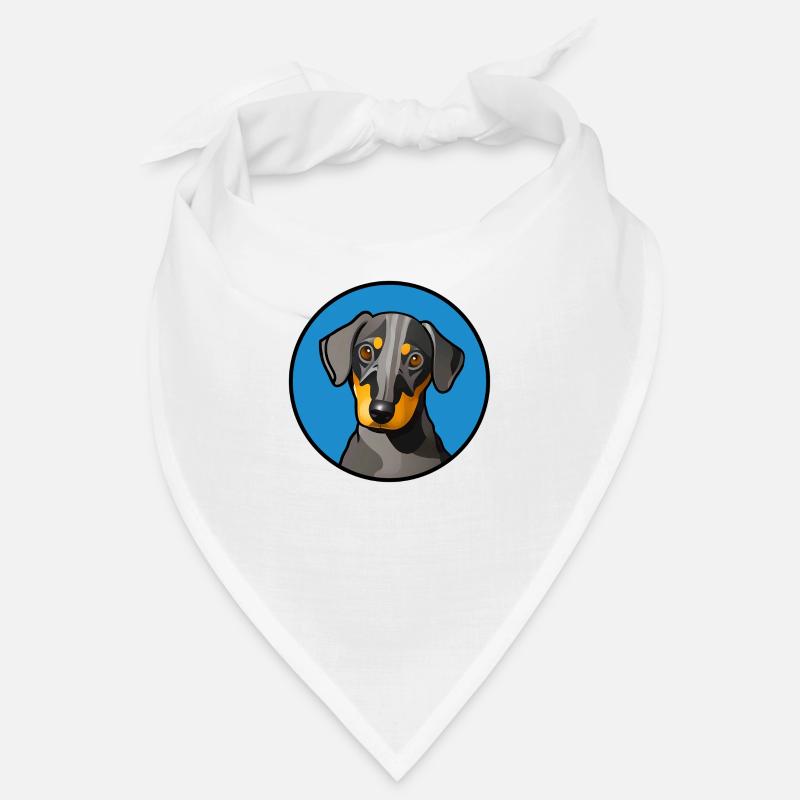 Dachshund Design graphique jaune gris dans cercle bleu Bandana