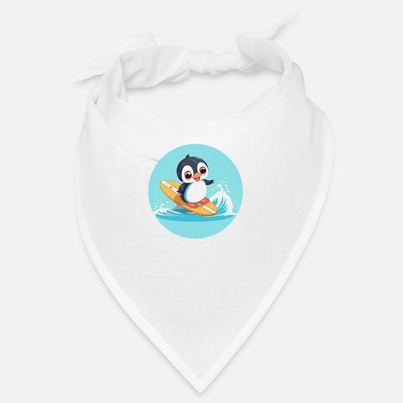 Pingouin surfeur mignon sur une planche de surf Bandana