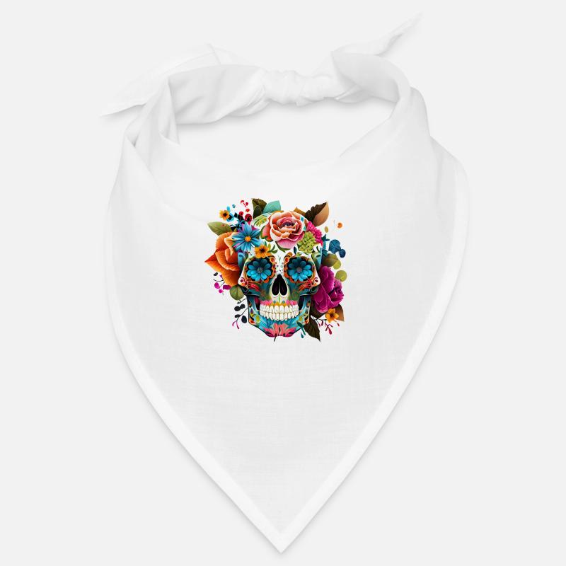 Crâne Fleurs Coloré Bandana