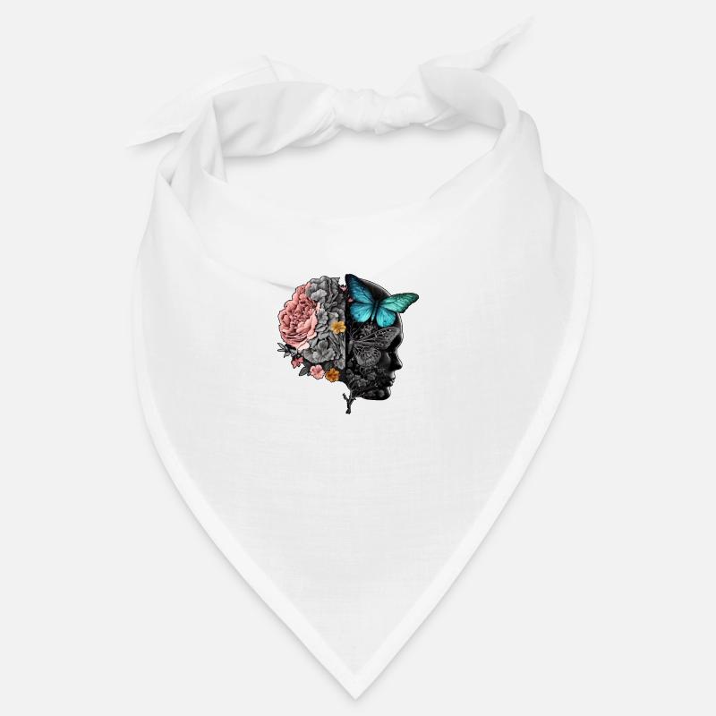 Half Vintage Flower brain Batterfly Ur-Tshirt - Bandana - Weiß