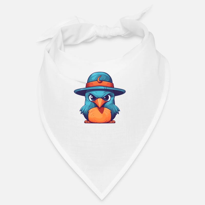 vogel mit hut - Bandana - Weiß
