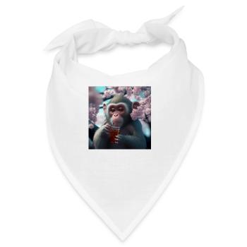 Äffchen mit Getränk Geschenk - Bandana - Weiß - Vorne