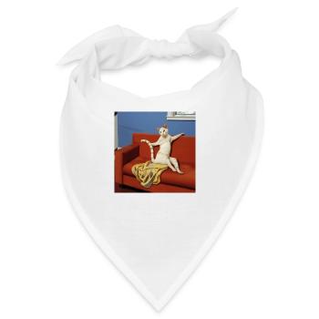 Renaissance-Kunstwerk mit der lasziven Katze - Bandana - Weiß - Vorne