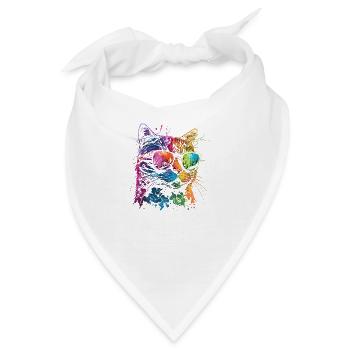 Watercolor Cat coole Katze - Bandana - Weiß - Vorne