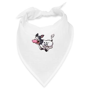 Laufendes süßes Cartoon-Kalb - Bandana - Weiß - Vorne