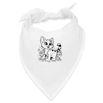 Katze Katzen Kätzchen Katzendame - Bandana - Weiß - Vorne