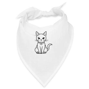 Katze Katzen Kätzchen Katzendame - Bandana - Weiß - Vorne