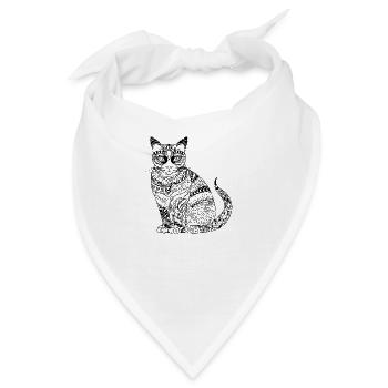 Katze Katzen Kätzchen Katzendame - Bandana - Weiß - Vorne