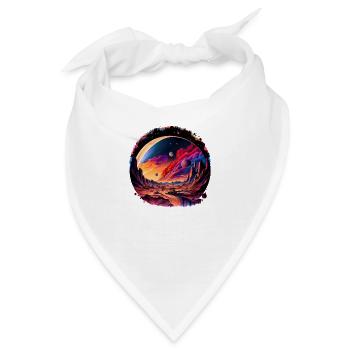 Kosmische Landschaft mit Bergen und Planeten - Bandana - Weiß - Vorne