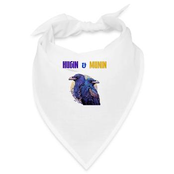 Hugin und Munin, die Raben Odins mit Schrift - Bandana - Weiß - Vorne