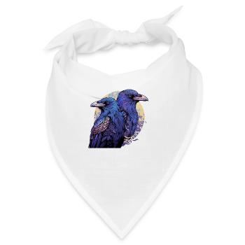Odins Raben Hugin und Munin bei Vollmond - Bandana - Weiß - Vorne
