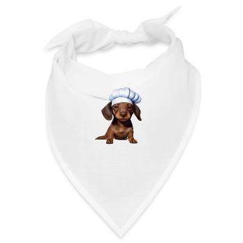 Dachshund Gastronom Hund Kochen Hunde Dackelwelpe - Bandana - Weiß - Vorne