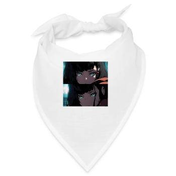 Emerald Gaze: Anime-Porträt eines schönen Mädchens - Bandana - Weiß - Vorne